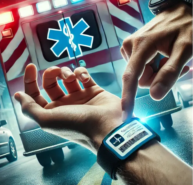 Emergency ID medical bracelet scan